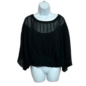 MAEVE By Anthropologie Kimono Sleeve Black Blouse Sz Small Sheer Lined New